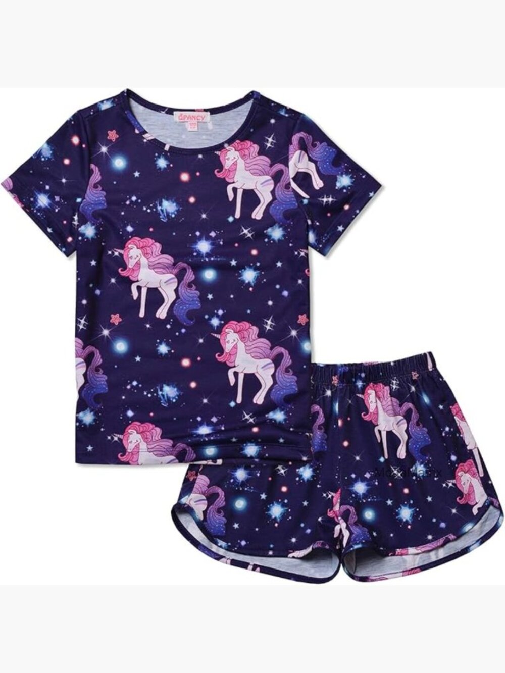 Girls Unicorn Pajama Set Short Sleeve Sleepwear Summer Cotton